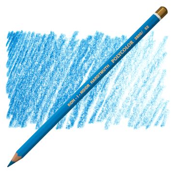 Open in modal - Koh-I-Noor Polycolor Dry Color Drawing Pencil - Azure Blue 52, swatch and pencil