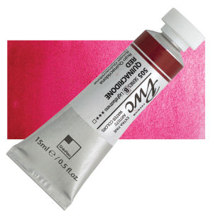 PWC Extra Fine Professional Watercolor - Quinacridone Red, 15 ml, Swatch with Tube