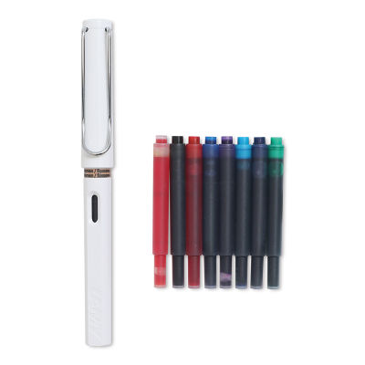 Lamy Safari Fountain Pen Set - White, Medium Nib (set contents)