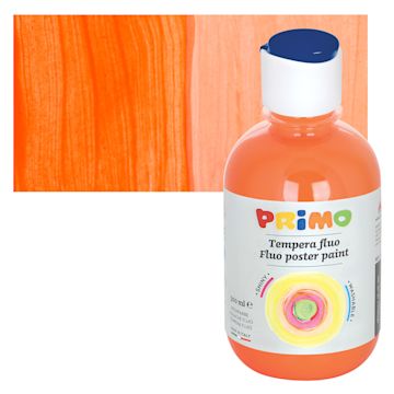 Open in modal - Primo Premium Tempera Paint - Fluorescent Orange, 300 ml bottle and swatch