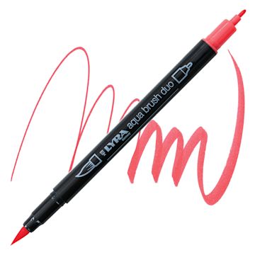 Open in modal - Lyra Aqua Brush Duo Marker - Permanent Red 020 marker and swatch