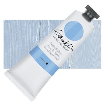Open in modal - Gamblin Artist's Oil Color - Radiant Blue, 37 ml tube and swatch