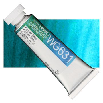 Open in modal - Holbein Artists' Watercolor - Ocean Blue, 15 ml tube and swatch