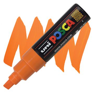 Open in modal - Posca Paint Marker - Bright Yellow, Broad Chisel Tip, 8 mm marker and swatch