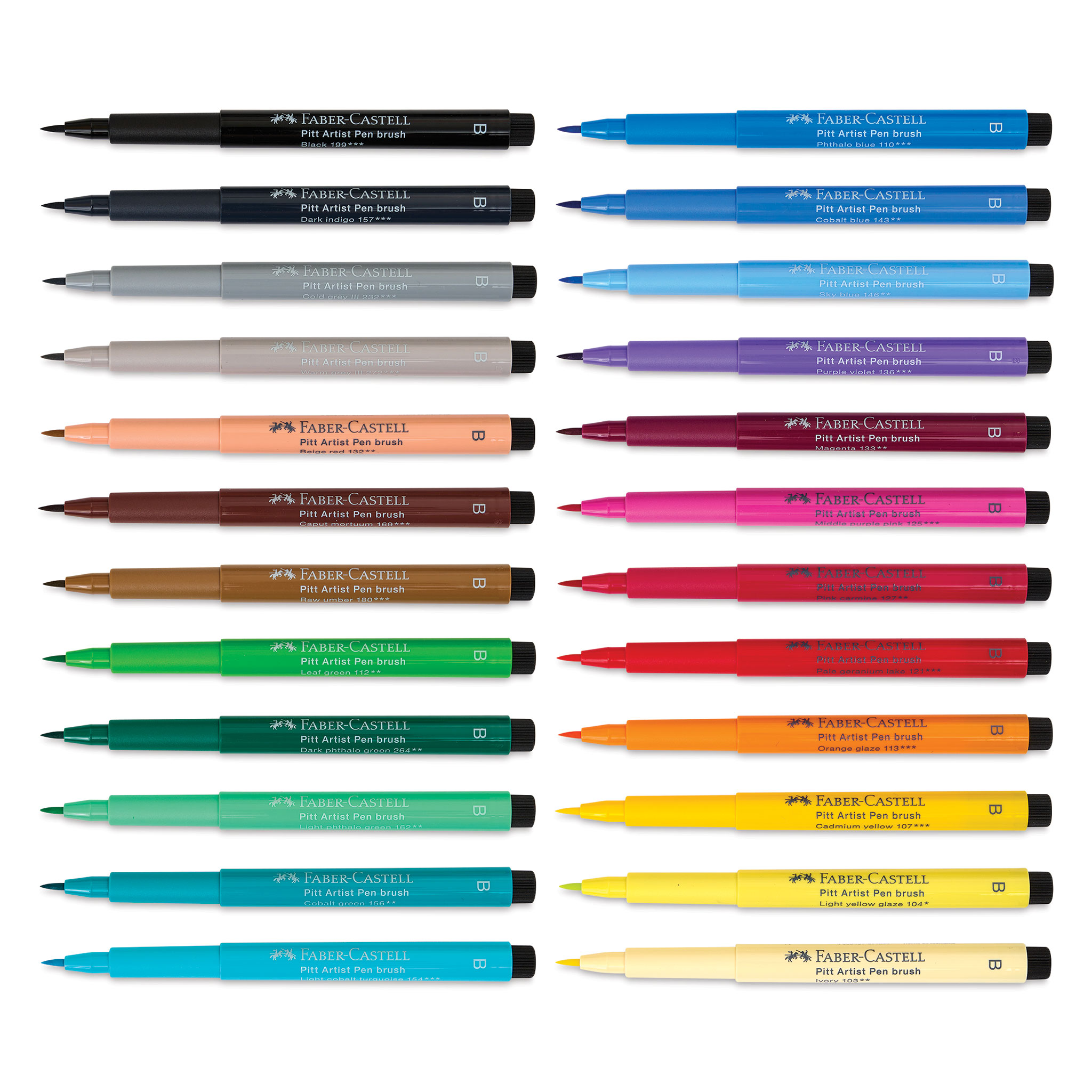 Faber-Castell Pitt Artist Pens- Harvest Colors, Set of 6, Brush