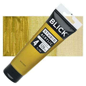 Open in modal - Blick Studio Acrylics - Old Gold, 4 oz tube and swatch