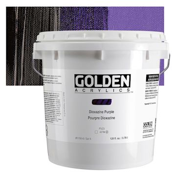 Open in modal - Golden Heavy Body Acrylic Paint - Dioxazine Purple, 128 oz Jar and swatch