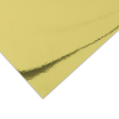 Wyndstone Mirror Paper - Closeup of corner of Gold sheet showing reflective surface