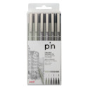 Uni Pin Fine Liner Pen - Set of 6, Black and Gray