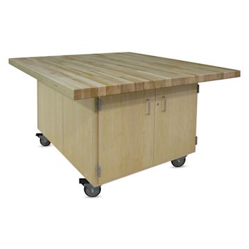 Open in modal - Hann Art and Printmaking Workstation - Maple Top, 2-Door cabinet side with Casters