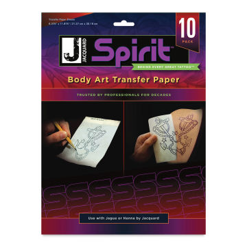Jacquard Spirit Body Art Transfer Paper - 10 sheets, 11-7/8" x 8-3/8" (Front of package)