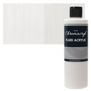 Open in modal - Chromacryl Fluid Acrylic - White, 250 ml bottle and swatch