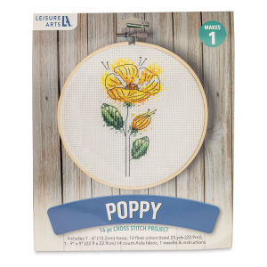 Leisure Arts Cross Stitch Kit - Poppy, 6" (Front of packaging)