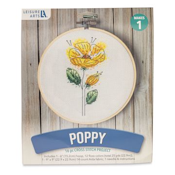 Open in modal - Leisure Arts Cross Stitch Kit - Poppy, 6" (Front of packaging)