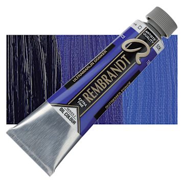 Open in modal - Rembrandt Artists' Oil Color - Ultramarine Deep, 40 ml tube and swatch