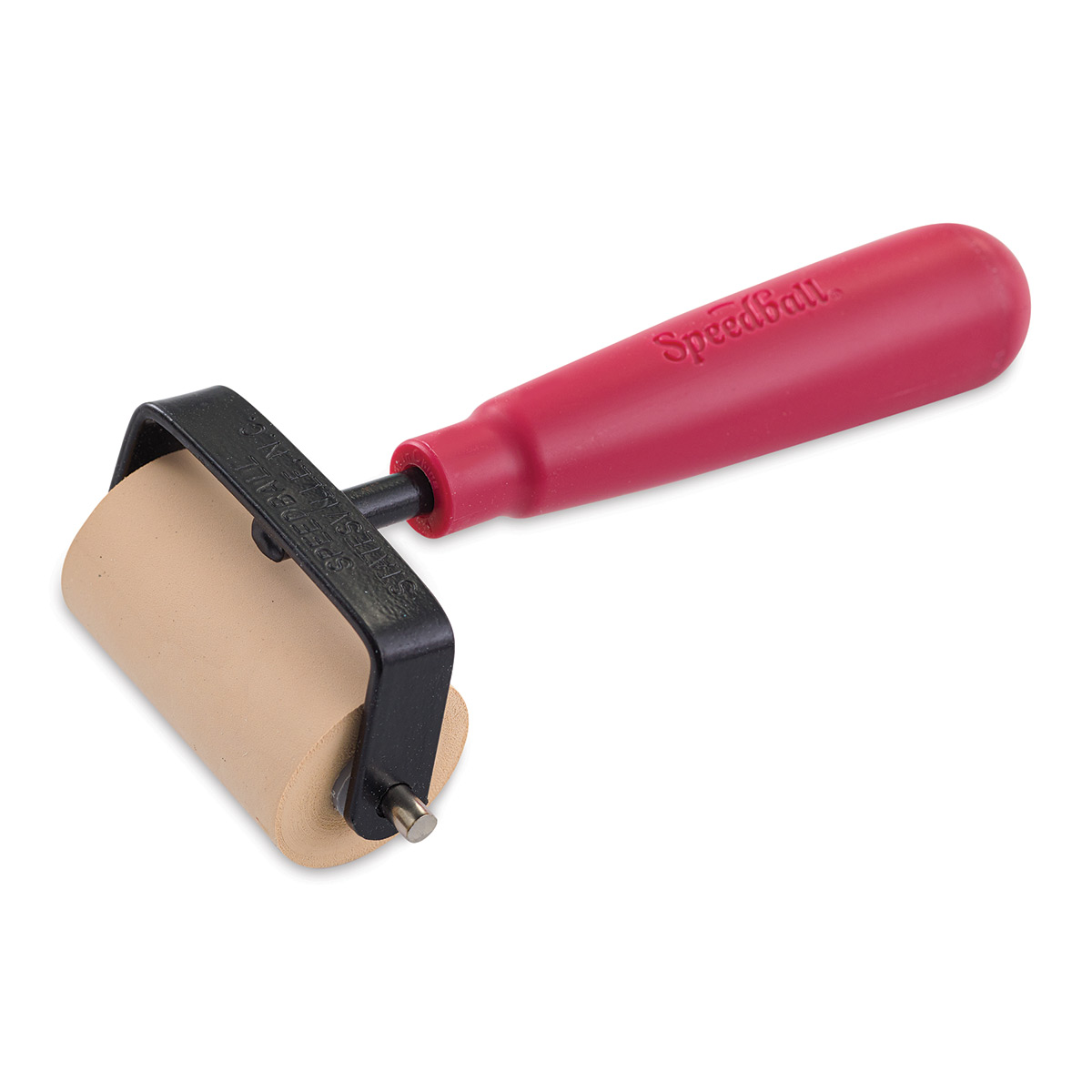 Speedball Pop-In Soft Rubber Brayer Roller With Burgundy Comfort Grip  Handle - 4 Inches
