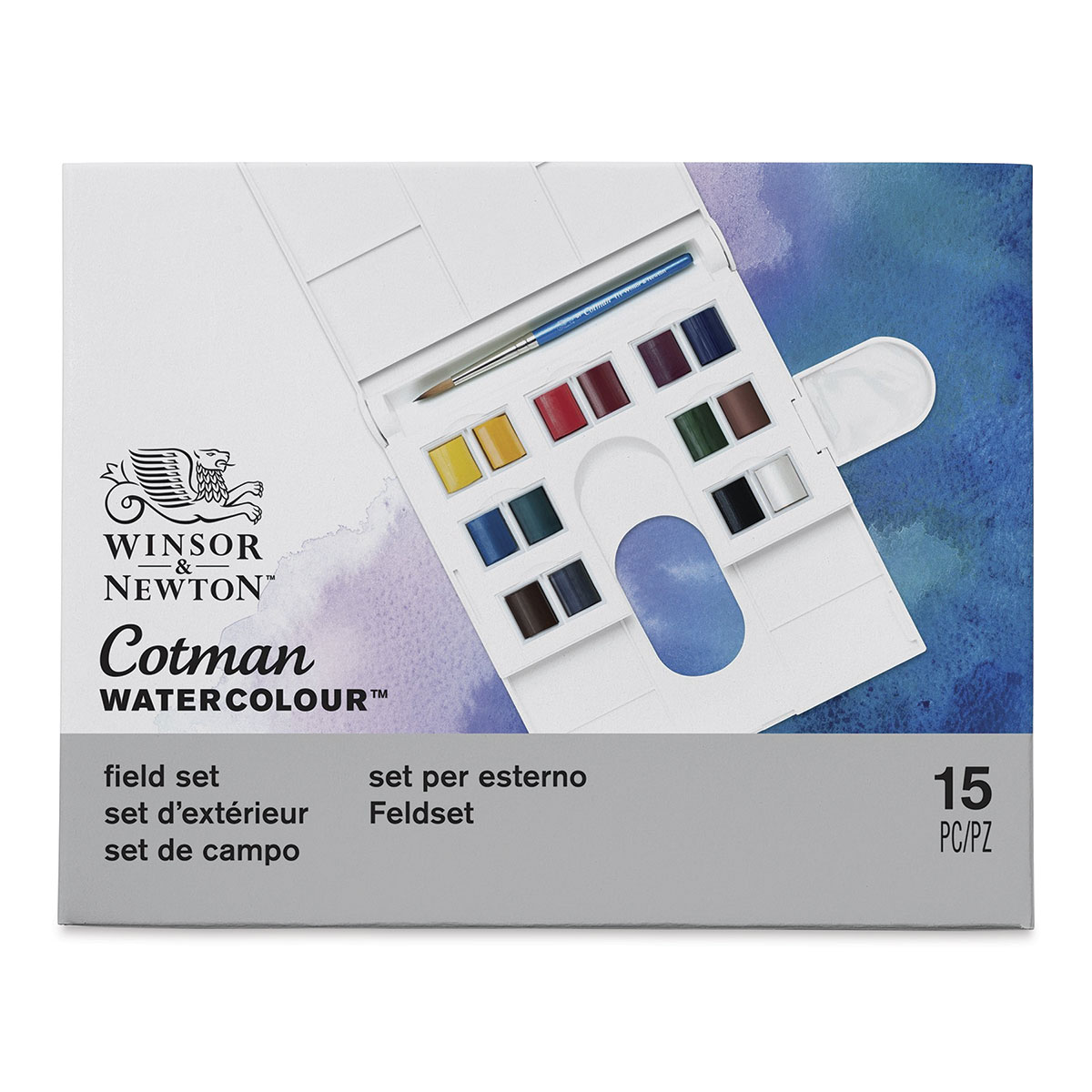 Winsor & Newton Cotman Watercolors -Compact Set, Assorted Colors, Set of  14, Half pans