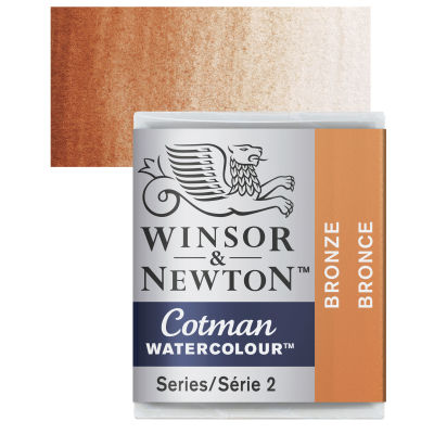 Winsor & Newton Cotman Watercolor - Bronze, Half Pan with Swatch