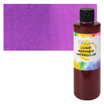 Open in modal - Chroma Liquid Washable Watercolor Paint - Violet, 8.4 oz, Bottle with swatch