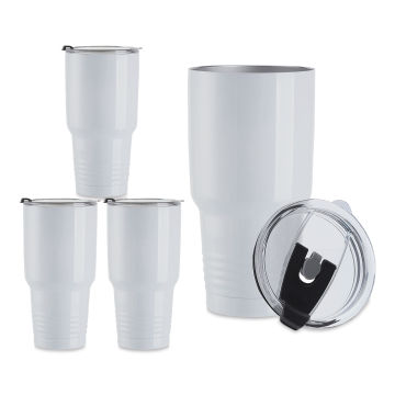 Craft Express Sublimation Printing Stainless Steel Travel Tumblers - 30 oz, White, Set of 4 