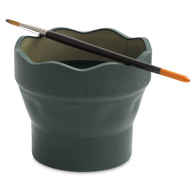 Faber-Castell Clic & Go Water Pot - Expanded with brush balanced on lip