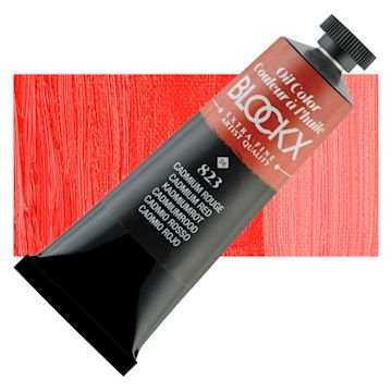 Open in modal - Blockx Artist Oil Color - Cadmium Red, 35 ml tube and swatch