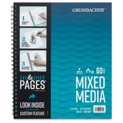 Grumbacher Mixed Media In & Out Pad - 11" x 14", 60 Sheets (Front cover with label)