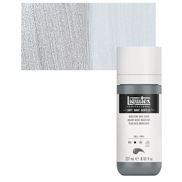 Open in modal - Liquitex Soft Body Artist Acrylic - Iridescent Rich Silver, 237 ml bottle and swatch