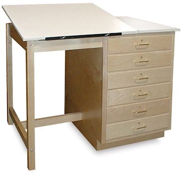 Open in modal - Hann Drafting Tables - Left angle view of 48" wide table
