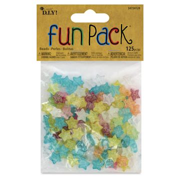 Open in modal - Cousin Fun Pack Acrylic Bead Mix - Glittery Stars, Pkg of 125 - front of packaging