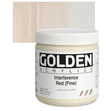 Open in modal - Golden Heavy Body Artist Acrylic - Interference Red (Fine), 8 oz Jar and swatch