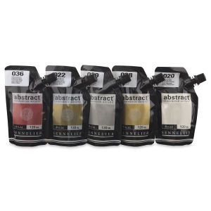 Sennelier Abstract Acrylic - Set of 5 Metallics, 120 ml pouches