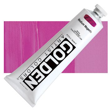 Open in modal - Golden Heavy Body Artist Acrylic - Medium Magenta, 5 oz tube and swatch