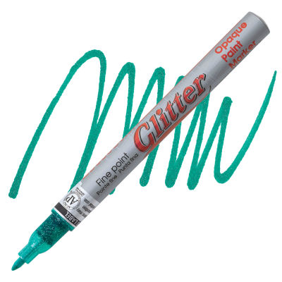 Decocolor Glitter Marker - Glitter Green, Fine Point with swatch