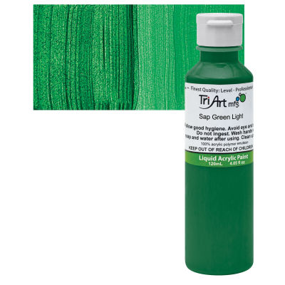 Tri-Art Liquid Artist Acrylics - Sap Green Light, 120 ml bottle