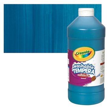 Open in modal - Crayola Artista II Liquid Washable Tempera - Turquoise, 32 oz bottle and swatch