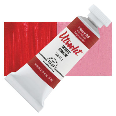 Utrecht Artists' Gouache - Primary Red, 14 ml, Tube with Swatch
