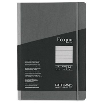 Open in modal - Fabriano Ecoqua Plus Fabric-Bound Notebook - Grey, 8-1/4" x 11-7/10", Lined, front cover