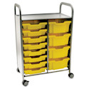 Gratnells Callero Plus Cart - Double Cart, 8 Shallow and 4 Deep Trays, Sunshine Yellow