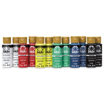 FolkArt Matte Acrylic Paint - Set of 12, Classic Colors, 2 oz, Bottles (Out of packaging)