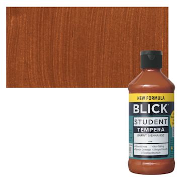 Open in modal - Blick Student Tempera Paint - Burnt Sienna, 8 oz bottle and swatch