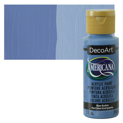 DecoArt Americana Acrylic Paint - Blue Harbor, 2 oz, Swatch with bottle
