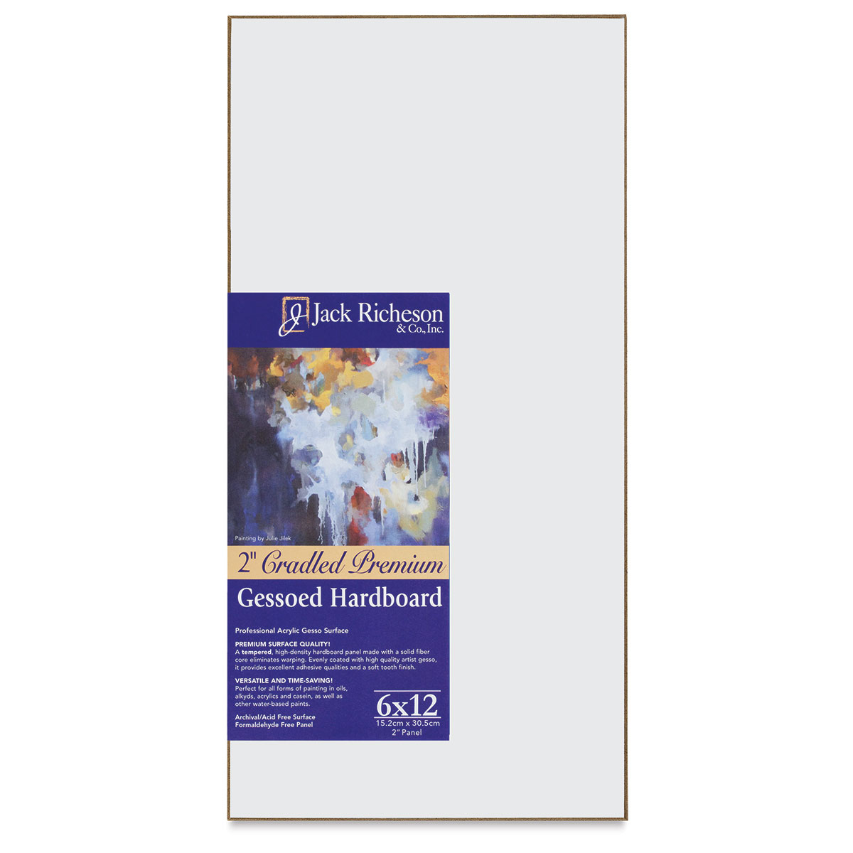 Richeson Premium Gessoed Hardboard Panel 6" x 12", White, 2" Cradle