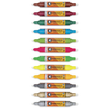 Molotow One4All Acrylic Twin Markers - Main Kit 2, Set of 12 without caps