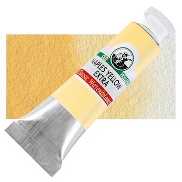 Open in modal - Old Holland Classic Artist Watercolor - Naples Yellow Extra, 6 ml tube and swatch