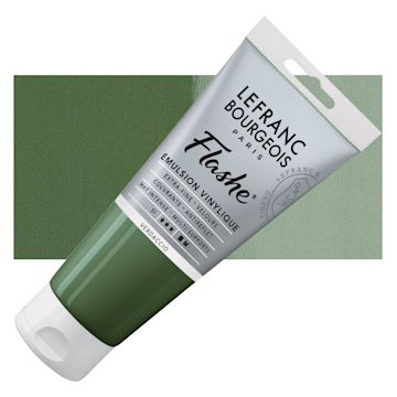 Open in modal - Lefranc & Bourgeois Flashe Vinyl Paint - Verdaccio, 80 ml tube and swatch