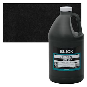 Open in modal - Blick Original Formula Student Tempera Paint - Black, Half Gallon bottle and swatch