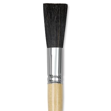 Open in modal - Dynasty Red-Letter Black Bristle Brush - Oval Sash, Long Handle, Size 4 close up