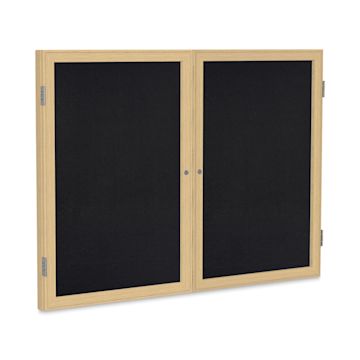 Open in modal - Ghent Enclosed Recycled Rubber Tackboards - 60" x 36" x 2 1/4", Oak, 2 Door