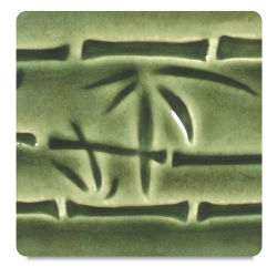 Amaco Potter's Choice Glazes - Dark Green, PC-45. Color sample in light-dark green color contrast.
